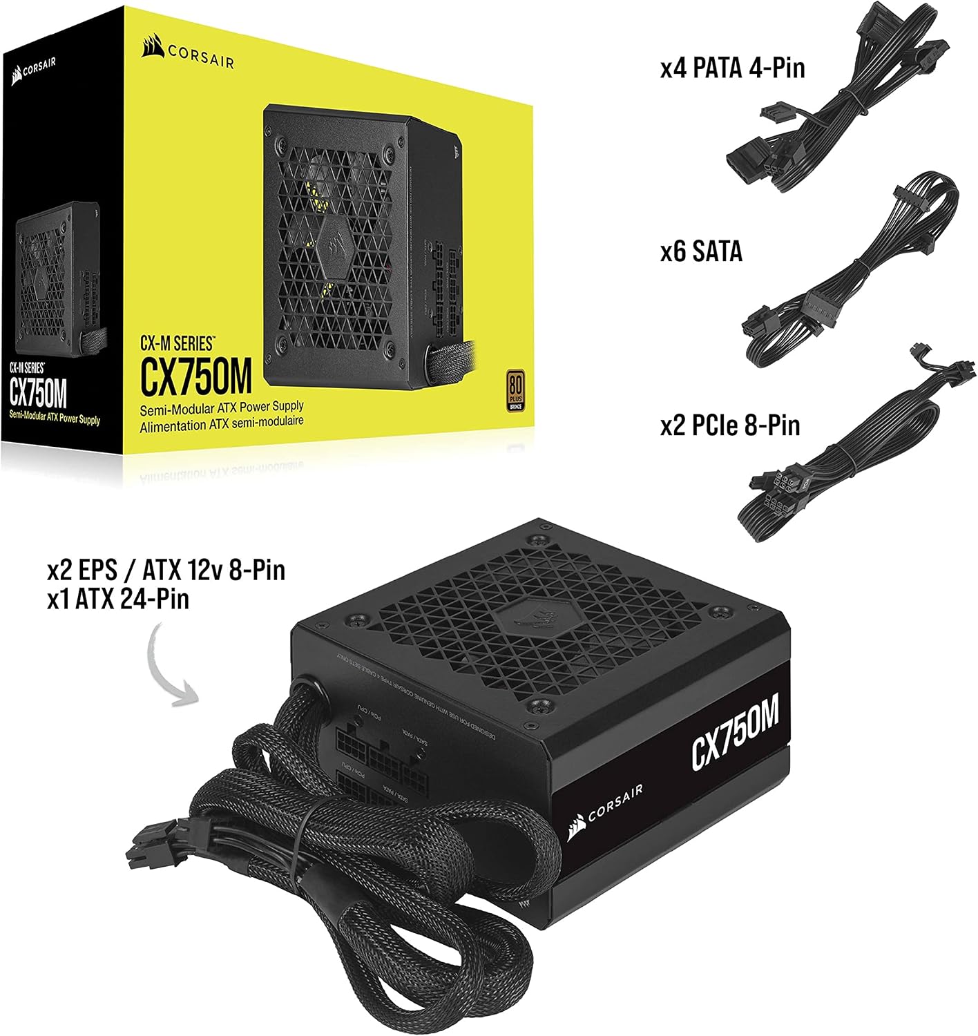 Corsair CX750M 750W 80 Plus Bronze Semi-Modular